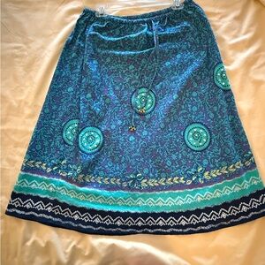 Sag Harbor Blue and Green Midi Skirt 100% cotton